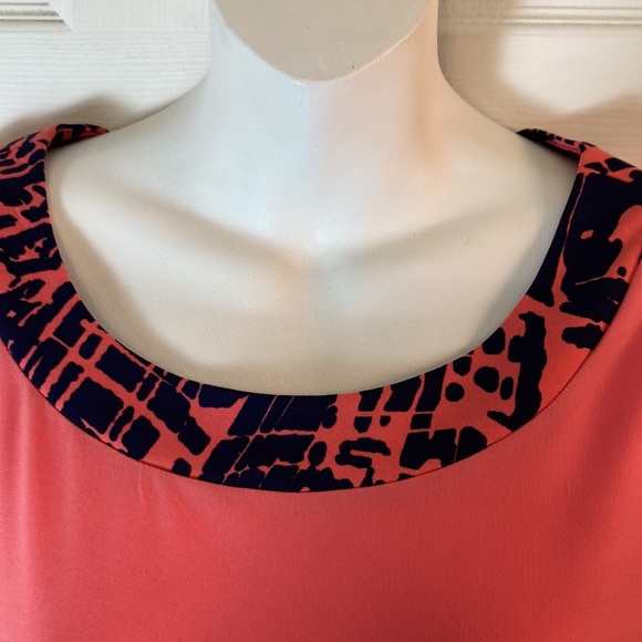 Susan Graver 2 Piece Set Top Skirt Plus Size 1X Pink Blue Pull Over Liquid Knit - Picture 3 of 9